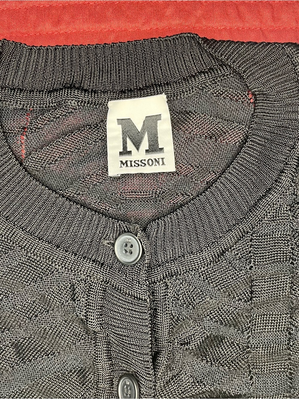 M Missoni Black Open Knit Cropped Cardigan Sweater Size 4 / IT 40 - Picture 2 of 8